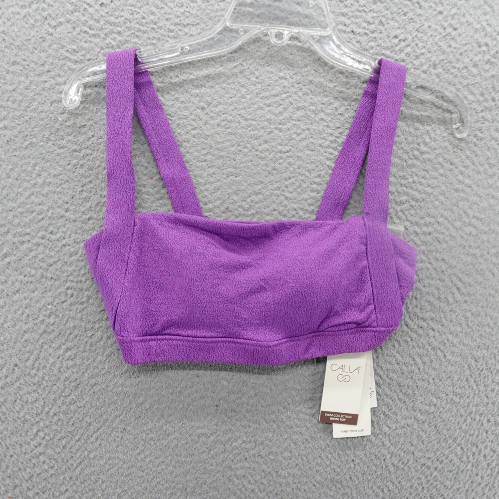 CALIA Womens Square Neck Bikini Top Purple Punch Texture Size Small NEW